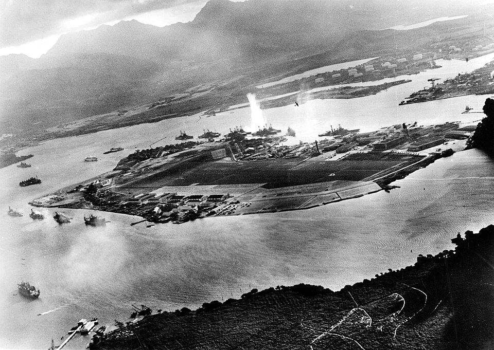Burning aircraft at NAS Kaneohe Bay during the attack on Pearl Harbor, December 7 1941