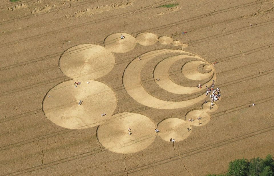 Crop circle at Milk Hill, Wiltshire, UK — a 780-foot formation with 409 circles
