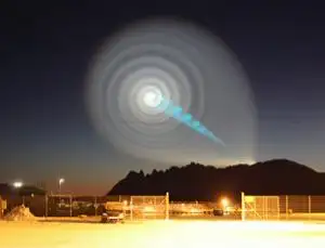 The Norway Spiral, photographed over Tromsø on December 9 2009