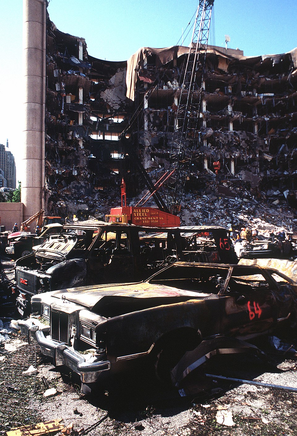 Alfred P. Murrah Federal Building after the Oklahoma City bombing, April 19 1995