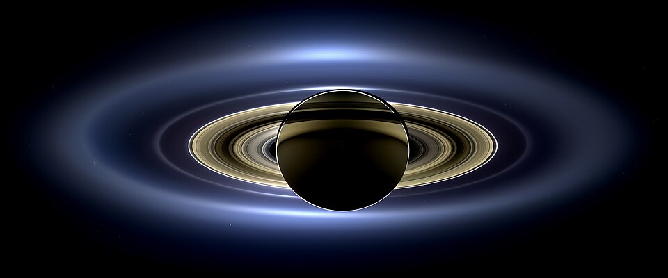 Saturn photographed by the Cassini spacecraft during equinox, 2009